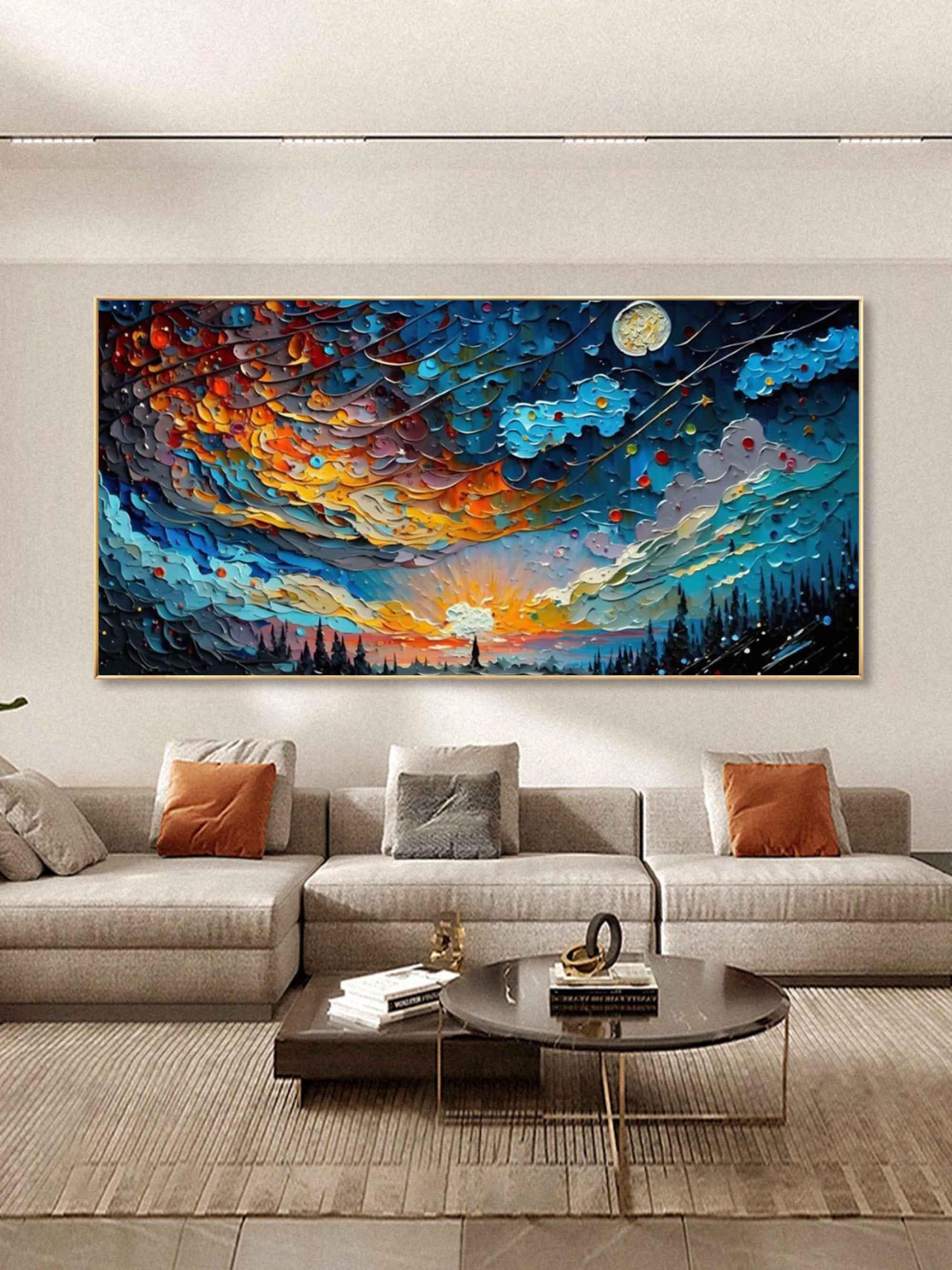Cosmic Sunrise - Modern Interior Design Abstract Texture Starry Sky Wall Art