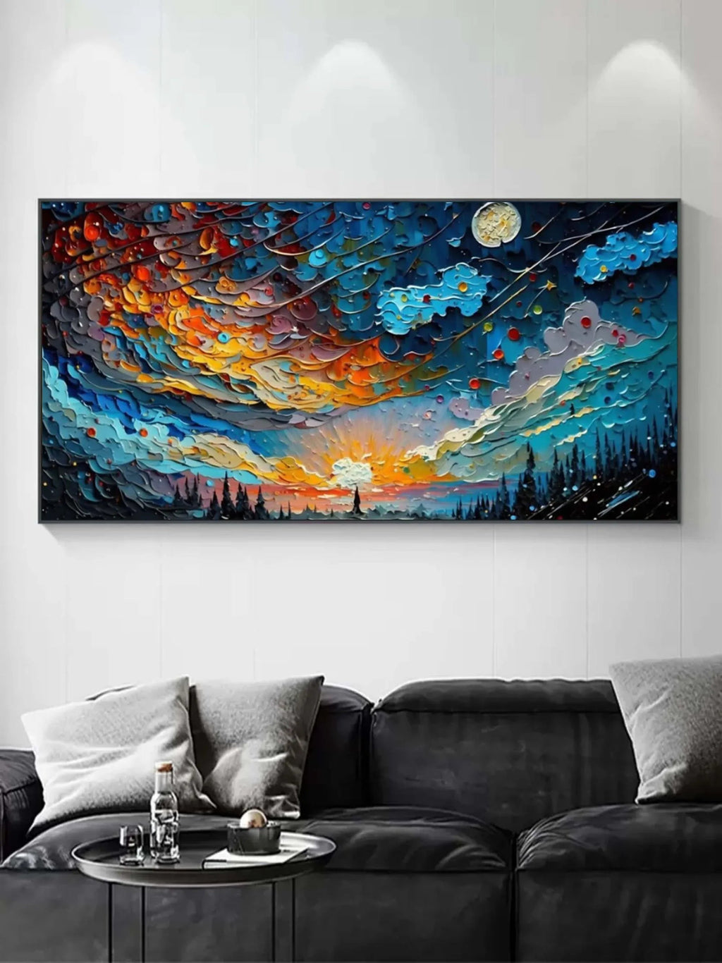 Cosmic Sunrise - Modern Interior Design Abstract Texture Starry Sky Wall Art