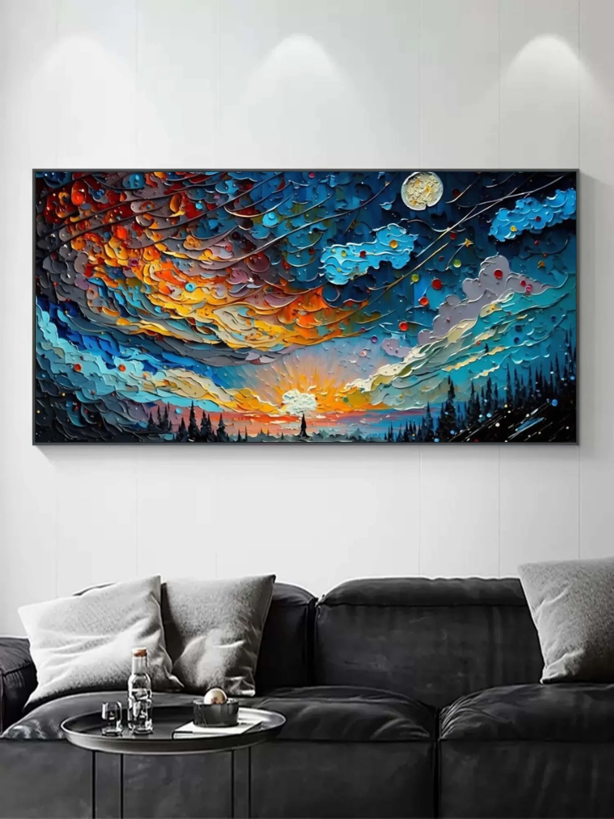 Cosmic Sunrise - Modern Interior Design Abstract Texture Starry Sky Wall Art