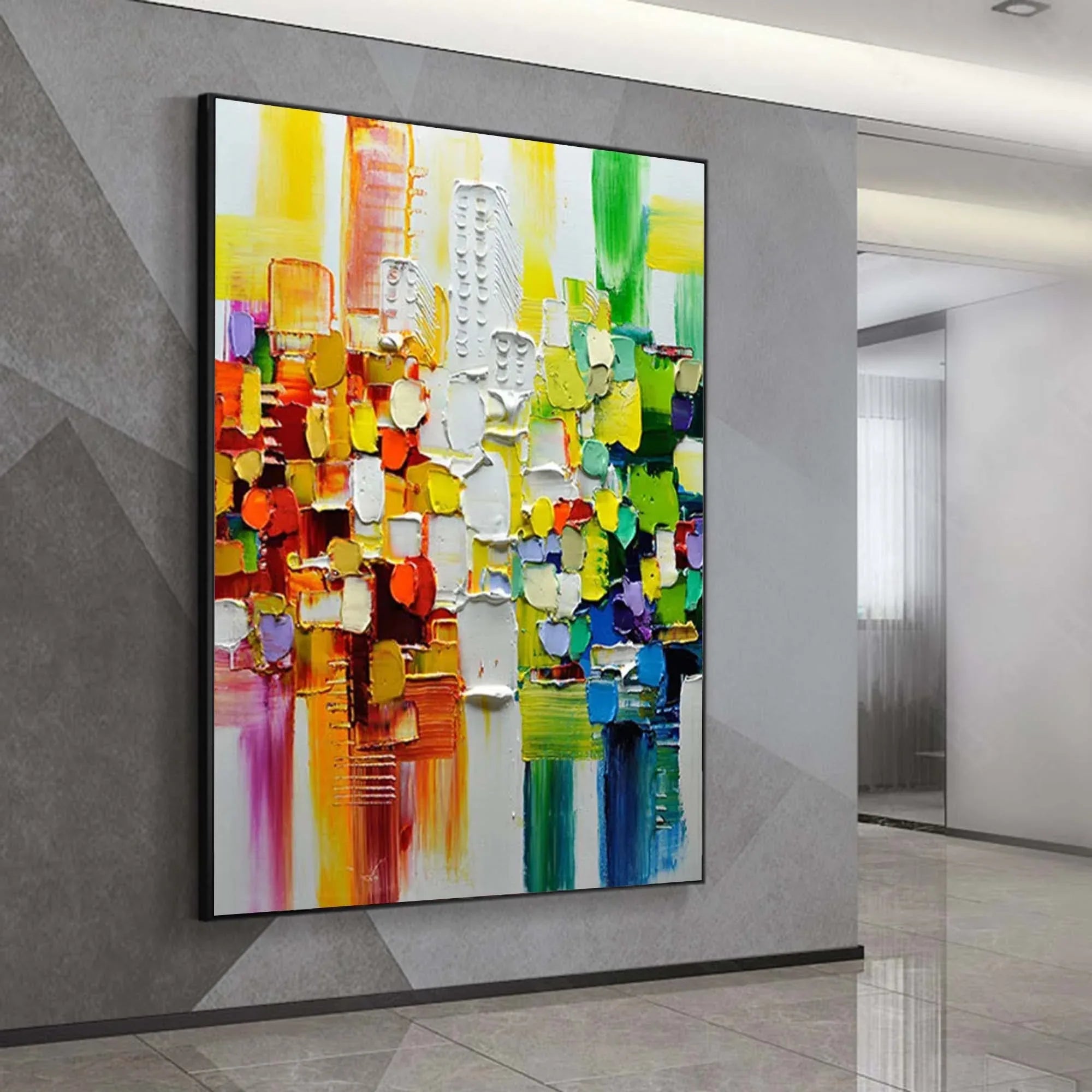 Color Symphony - Hand Drawn Thick Painted Urban Abstract Geometric Wall Art