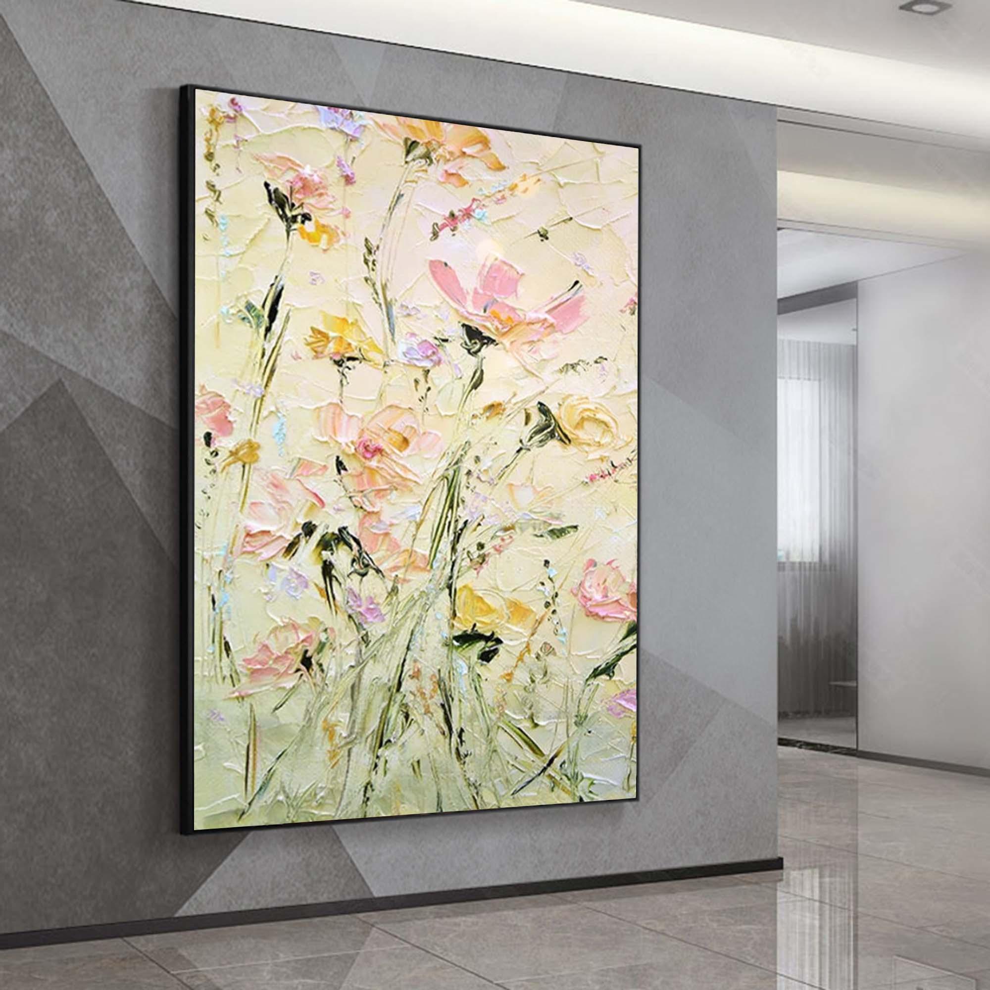 Spring Blossom - Hand Drawn Thick Painted Floral Texture Wall Art#FL10061