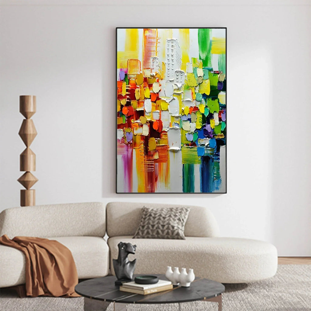 Color Symphony - Hand Drawn Thick Painted Urban Abstract Geometric Wall Art