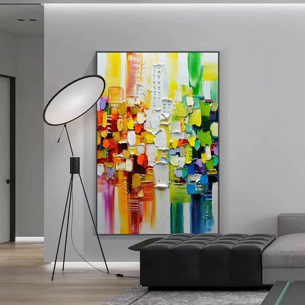 Color Symphony - Hand Drawn Thick Painted Urban Abstract Geometric Wall Art