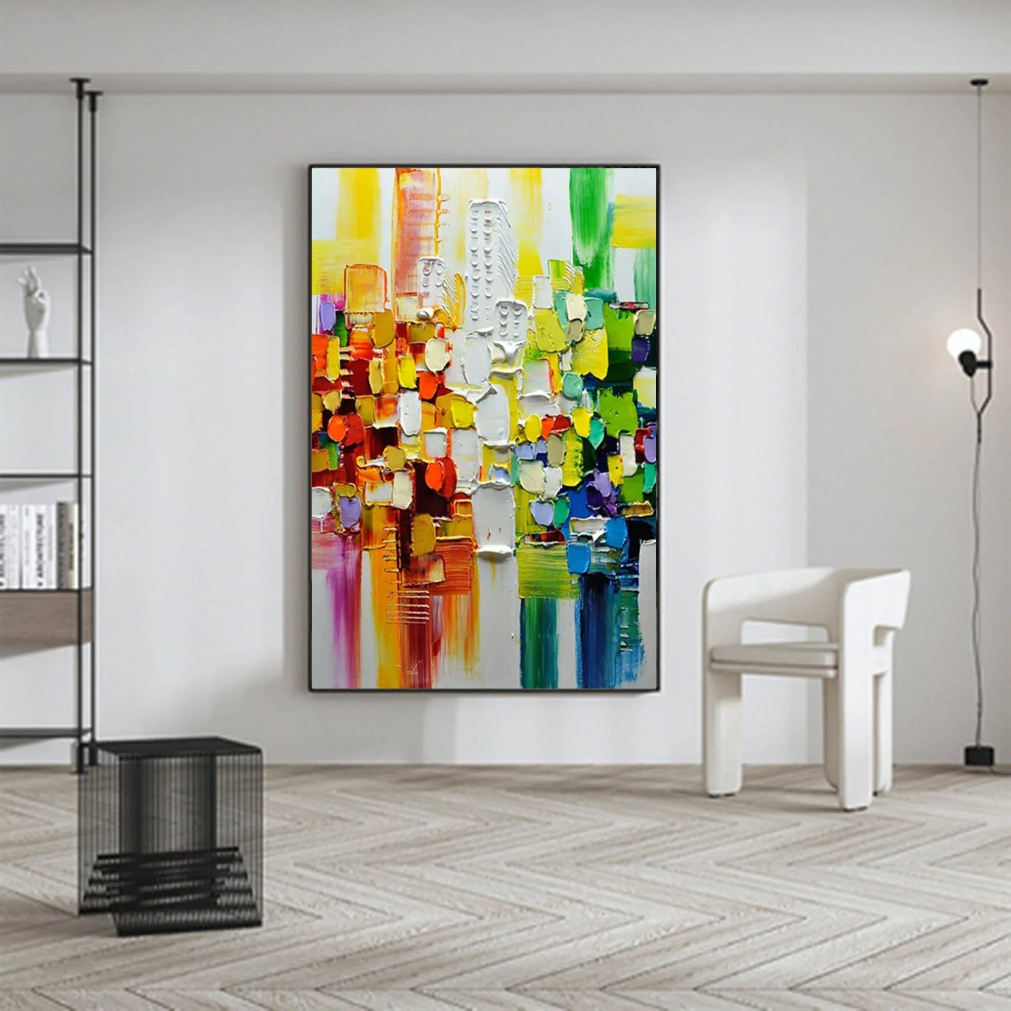 Color Symphony - Hand Drawn Thick Painted Urban Abstract Geometric Wall Art