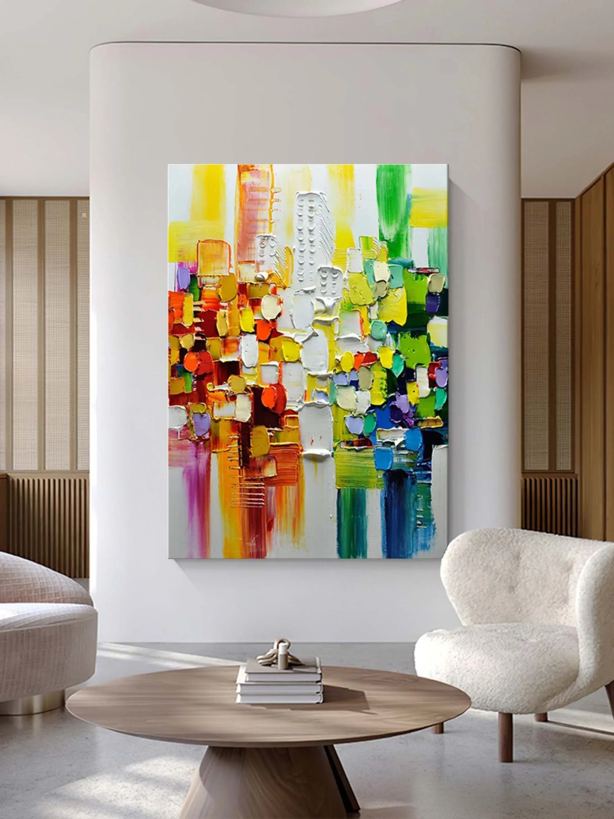 Color Symphony - Hand Drawn Thick Painted Urban Abstract Geometric Wall Art