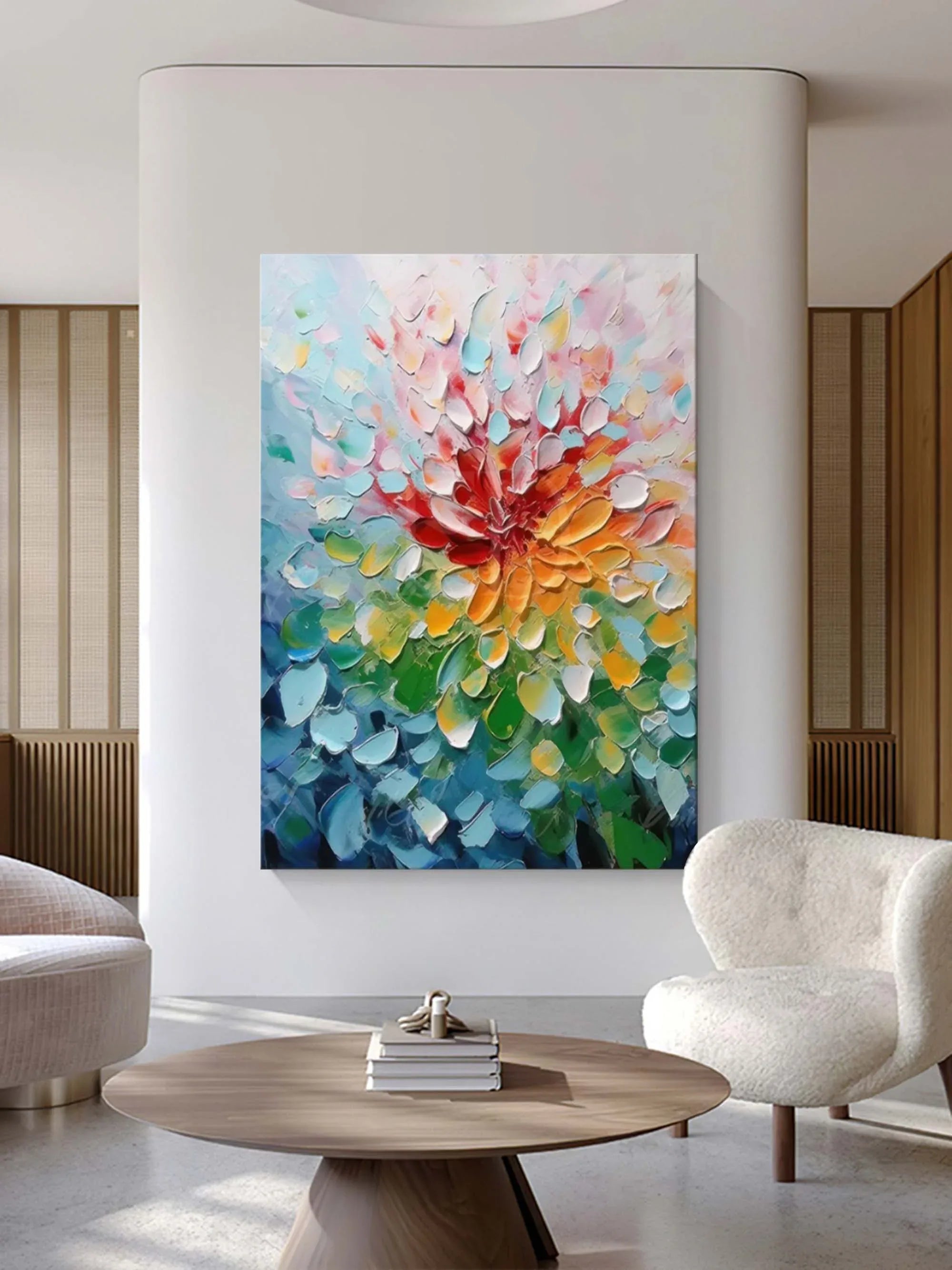 Blooming Radiance-Hand Drawn Color Three-Dimensional Flower Abstract Wall Art#FL10007