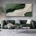 Emerald Shoreline Canvas Art-Hand Drawn Natural Texture Minimalist Abstract Wall Art