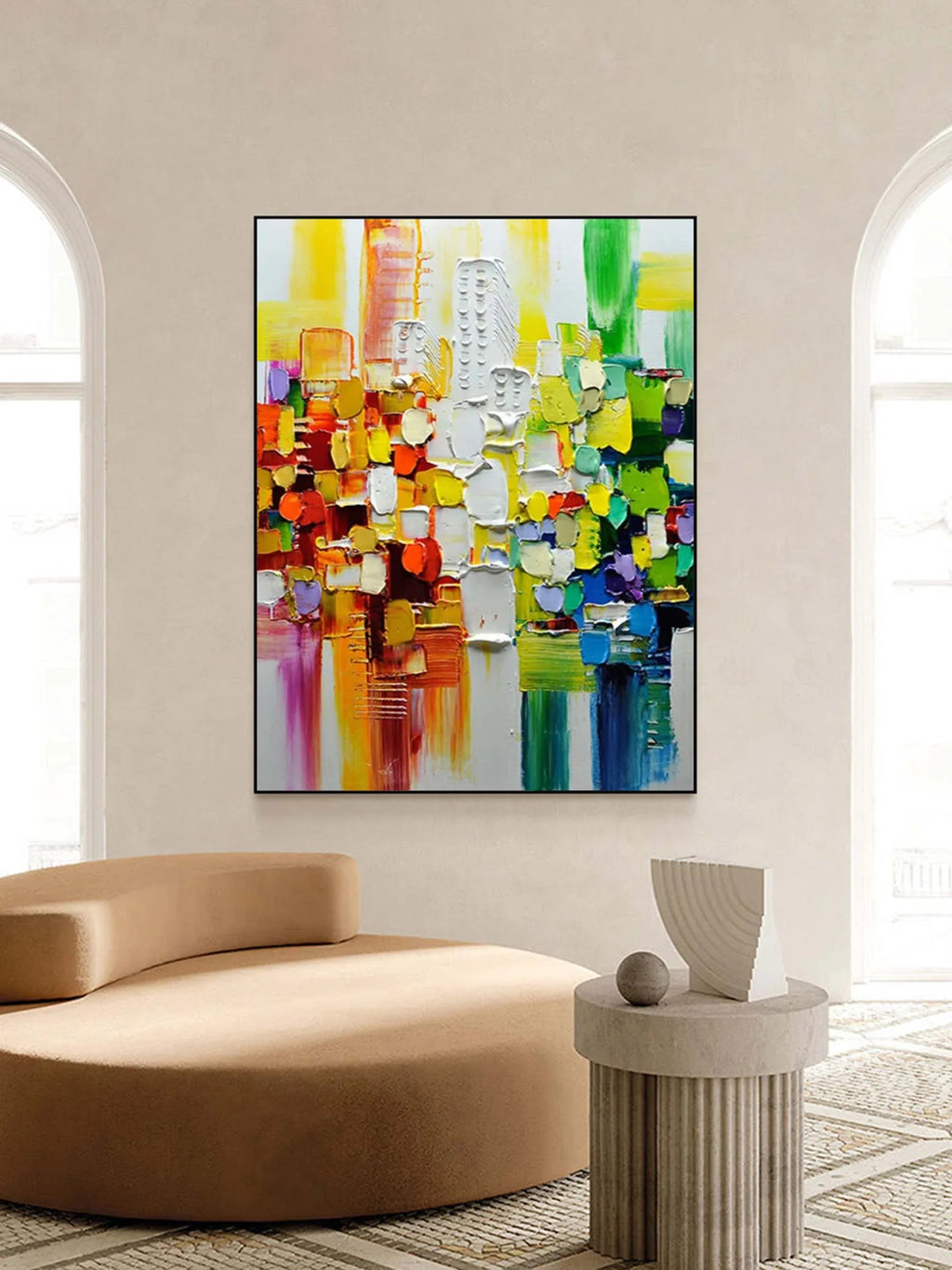 Color Symphony - Hand Drawn Thick Painted Urban Abstract Geometric Wall Art