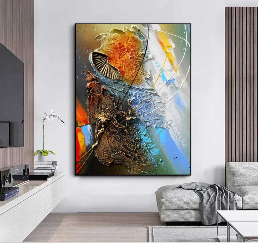 Cosmic Fusion-Multi Color Abstract Thick Painted Oil Painting Wall Art