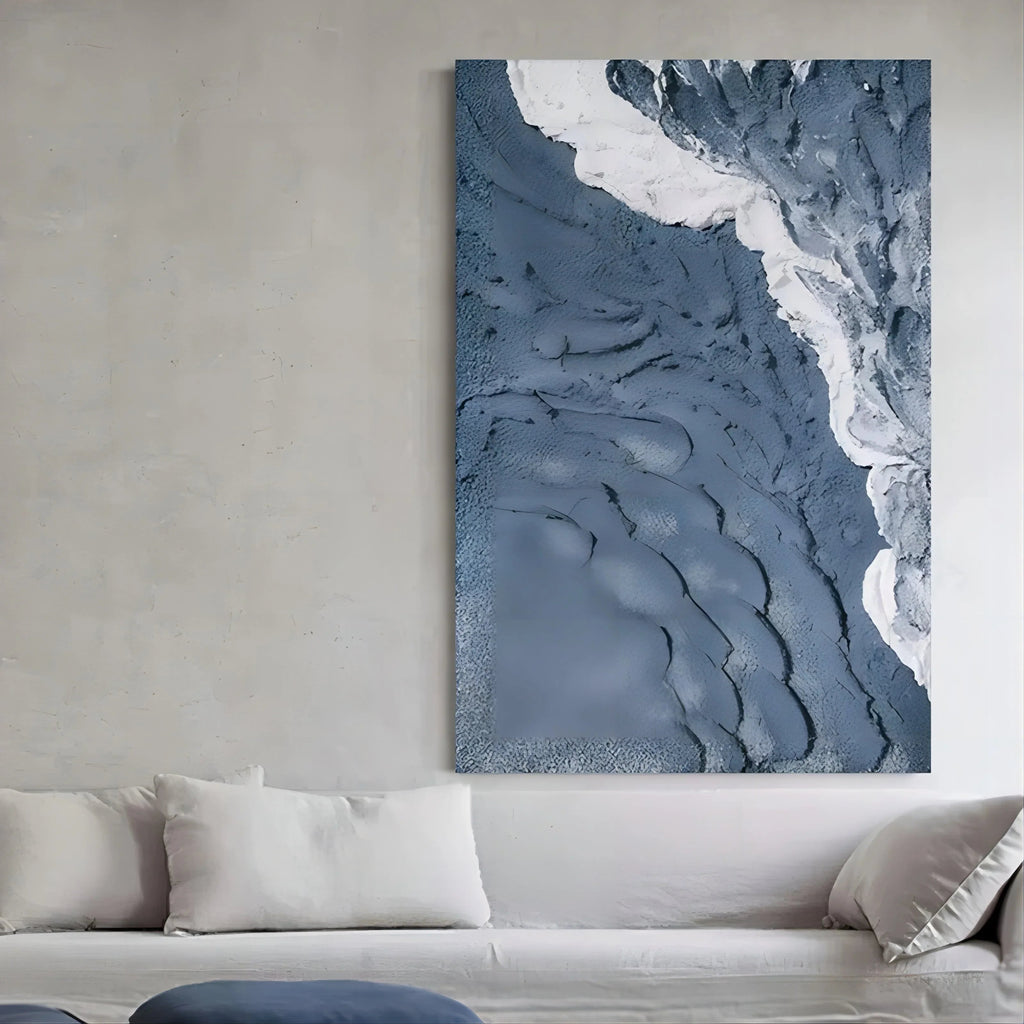 Blue Tide-Hand Drawn Three-Dimensional Wave Texture Wall Art