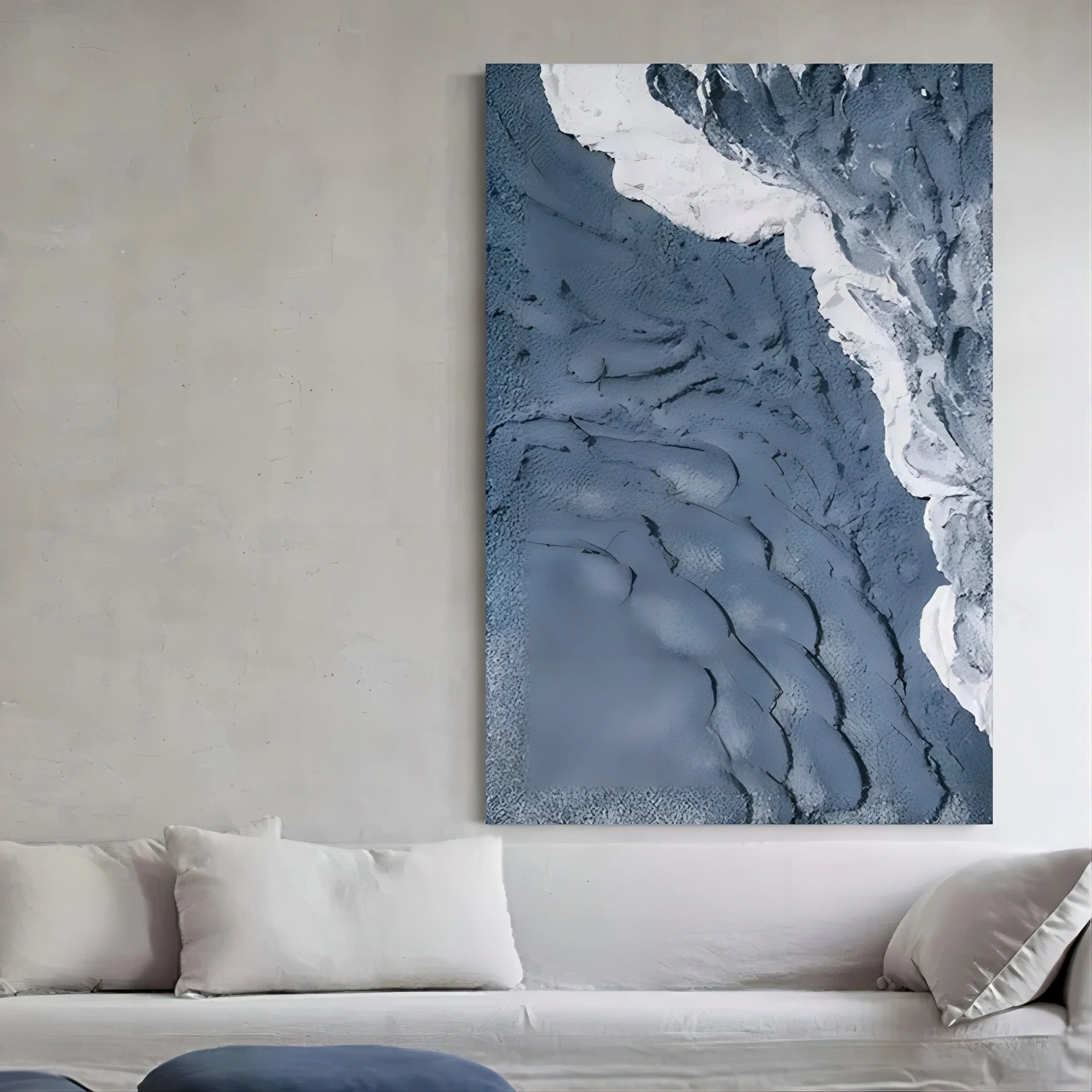 Blue Tide-Hand Drawn Three-Dimensional Wave Texture Wall Art