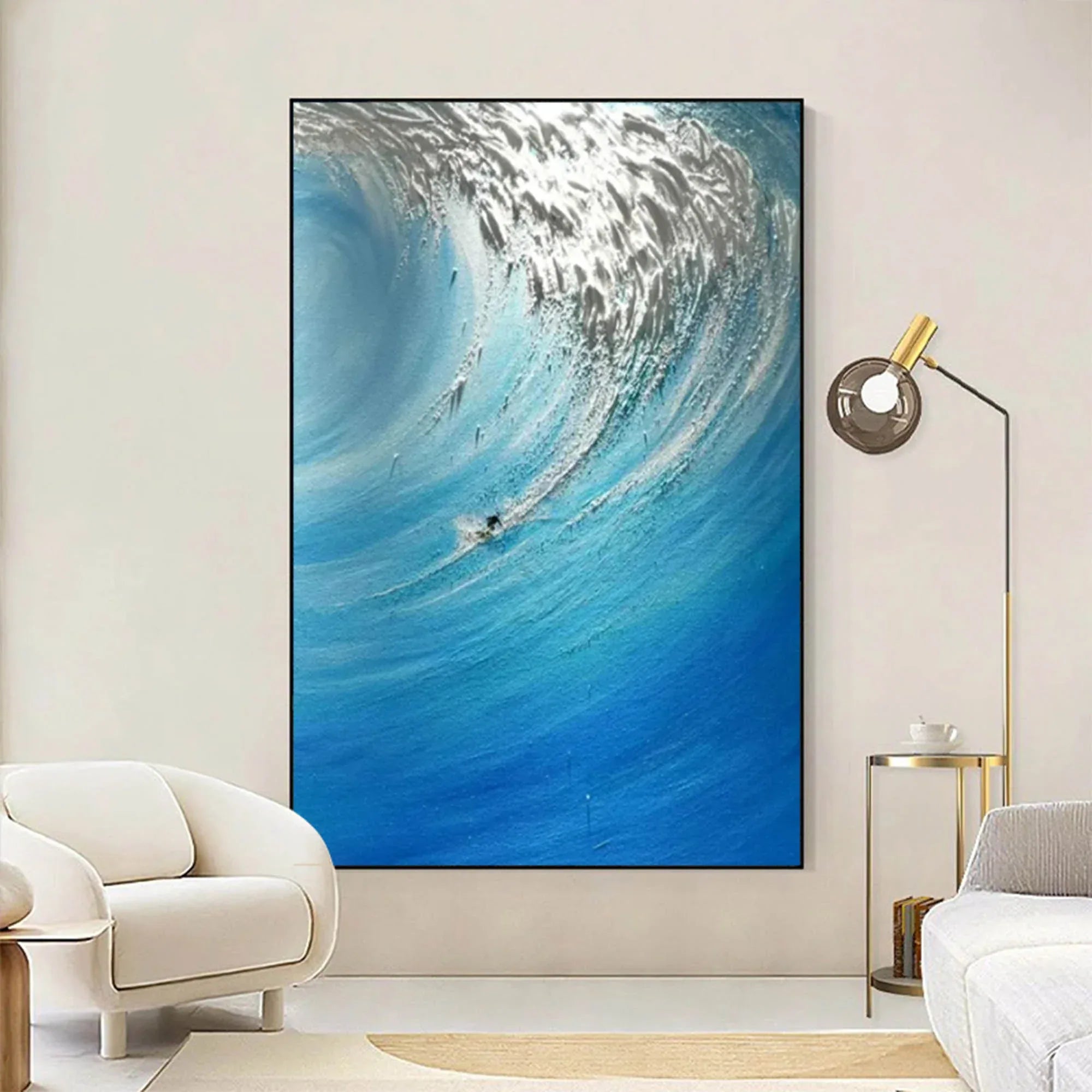 Ocean's Fury - Hand drawn 3D Wave Surfing Texture Wall Art