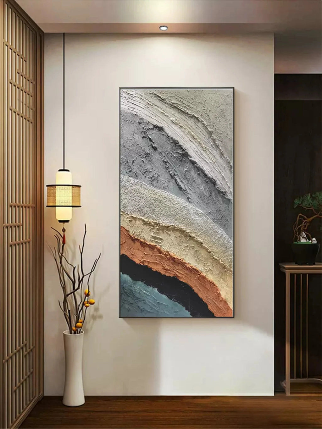 Layered Earth Textured Art-Modern Minimalist Layered Texture Abstract Wall Art
