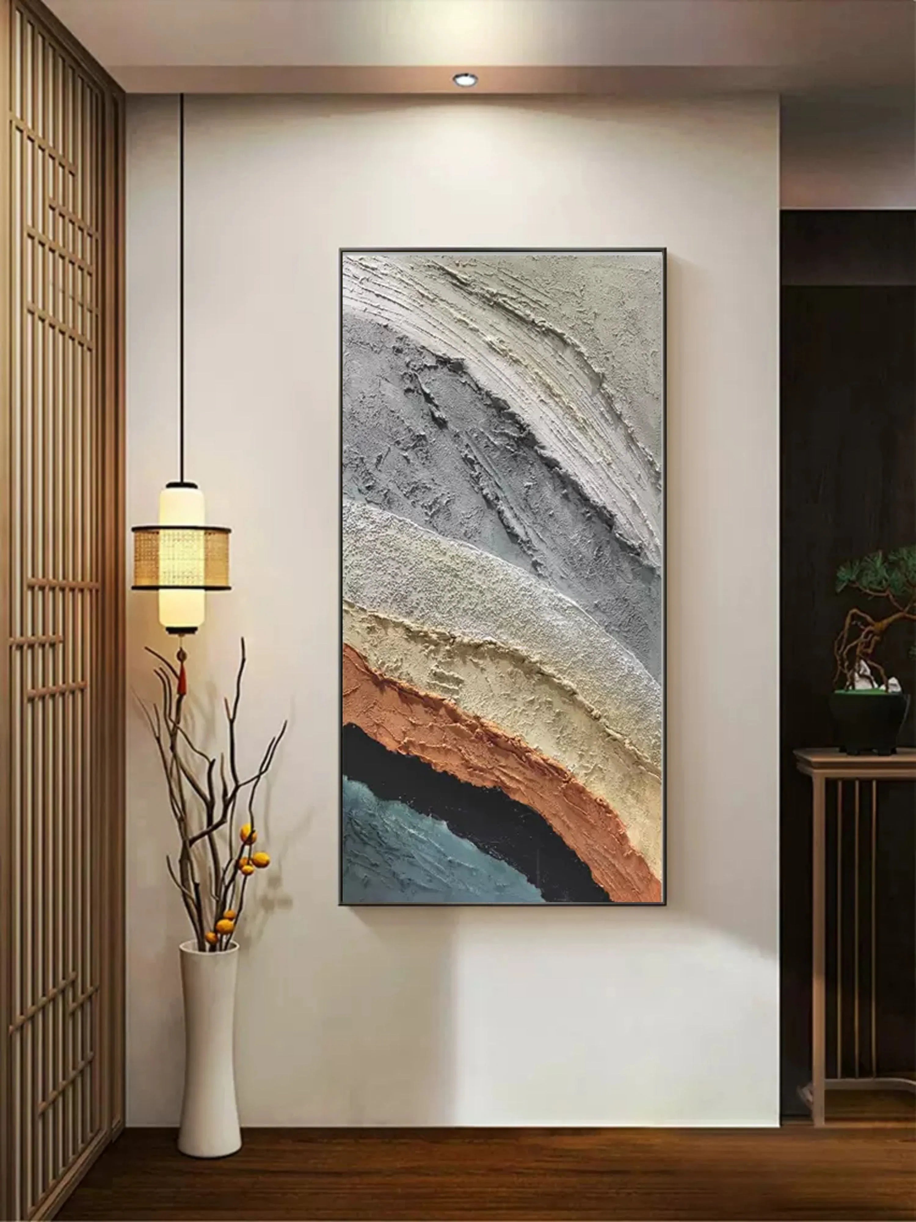 Layered Earth Textured Art-Modern Minimalist Layered Texture Abstract Wall Art