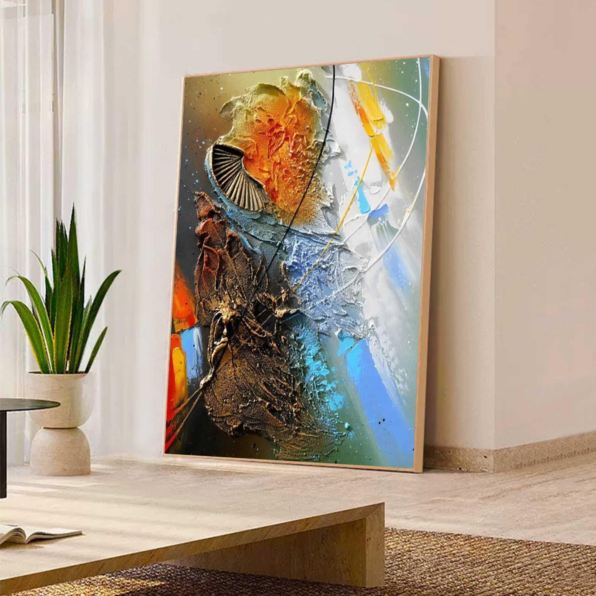 Cosmic Fusion-Multi Color Abstract Thick Painted Oil Painting Wall Art