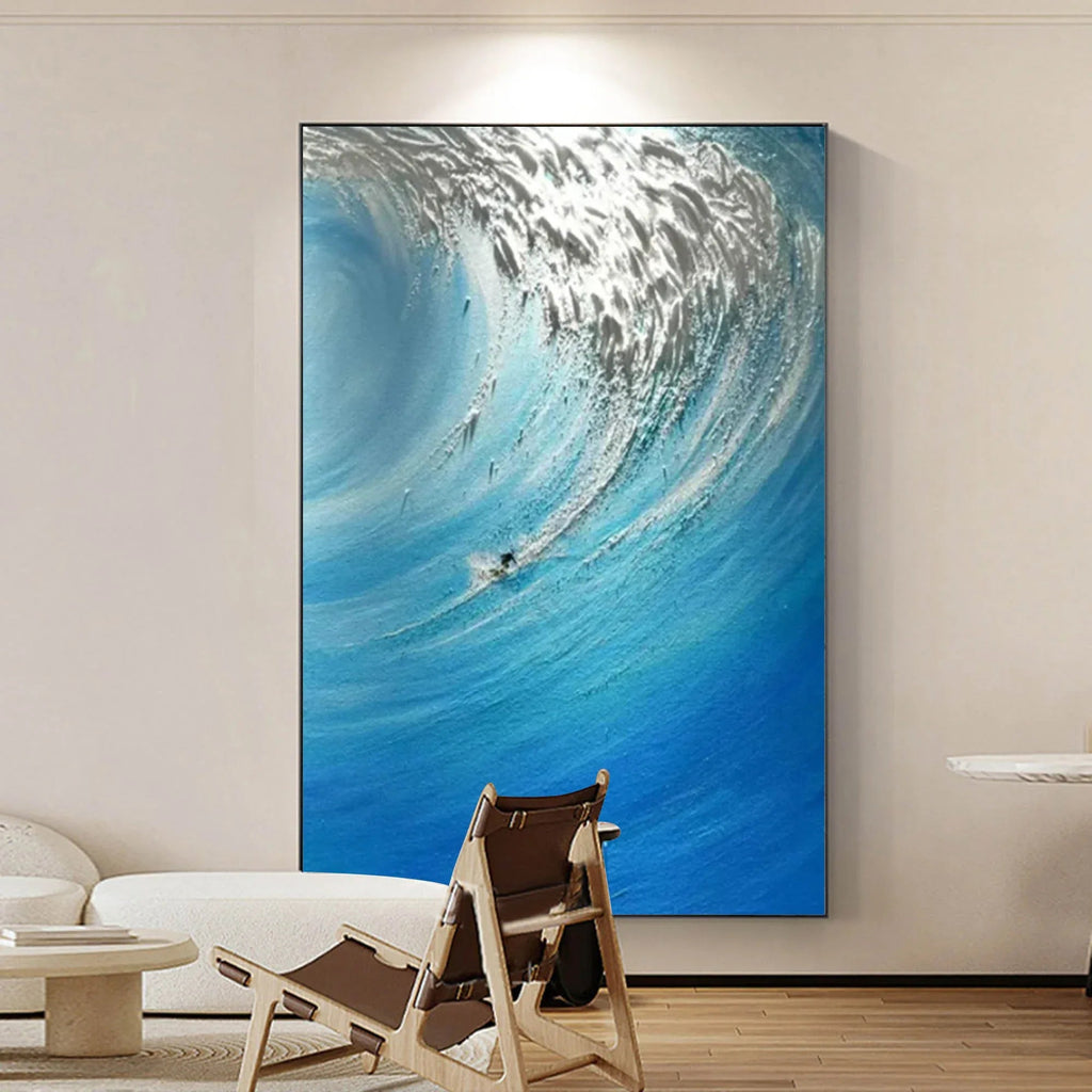 Ocean's Fury - Hand drawn 3D Wave Surfing Texture Wall Art