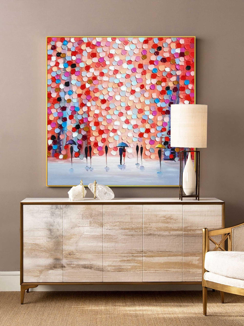 Rain of Colors - Hand drawn Thick painted Rainy Color Abstract Wall Art
