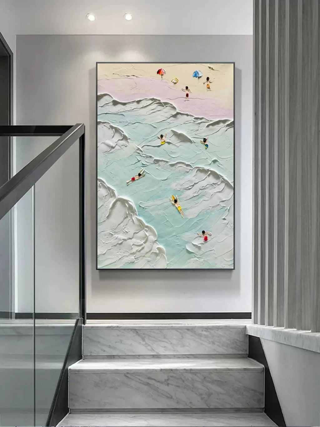 Coastal Bliss-Vertical Thick Coating Three-Dimensional Color Texture Abstract Wall Art