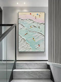 Coastal Bliss-Vertical Thick Coating Three-Dimensional Color Texture Abstract Wall Art