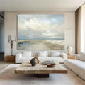 Coastal Clouds-Modern Minimalist Calm Ocean and Sky Texture Oil Painting Wall Art