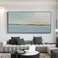 Serene Sky and Ocean Horizon Canvas Art-Hand Drawn Abstract Sea View Texture Wall Art