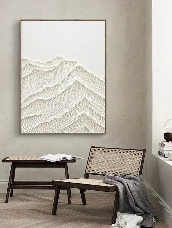 Linear Mountain Texture-Textured Minimalist Mountain Canvas Wall Art