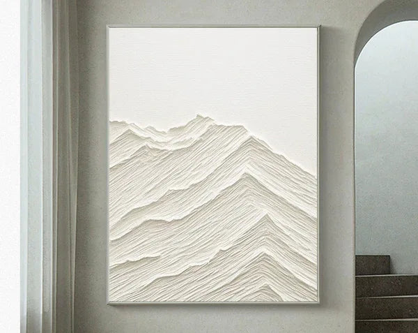 Linear Mountain Texture-Textured Minimalist Mountain Canvas Wall Art