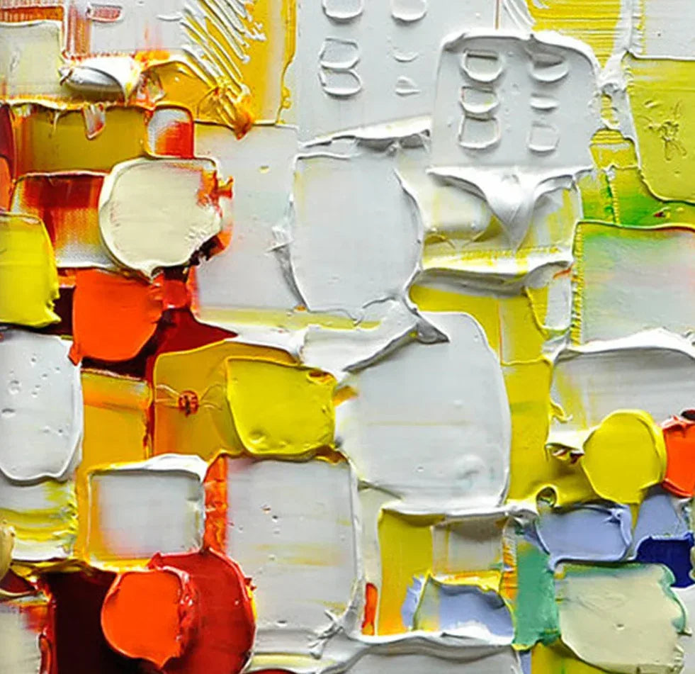 Color Symphony - Hand Drawn Thick Painted Urban Abstract Geometric Wall Art