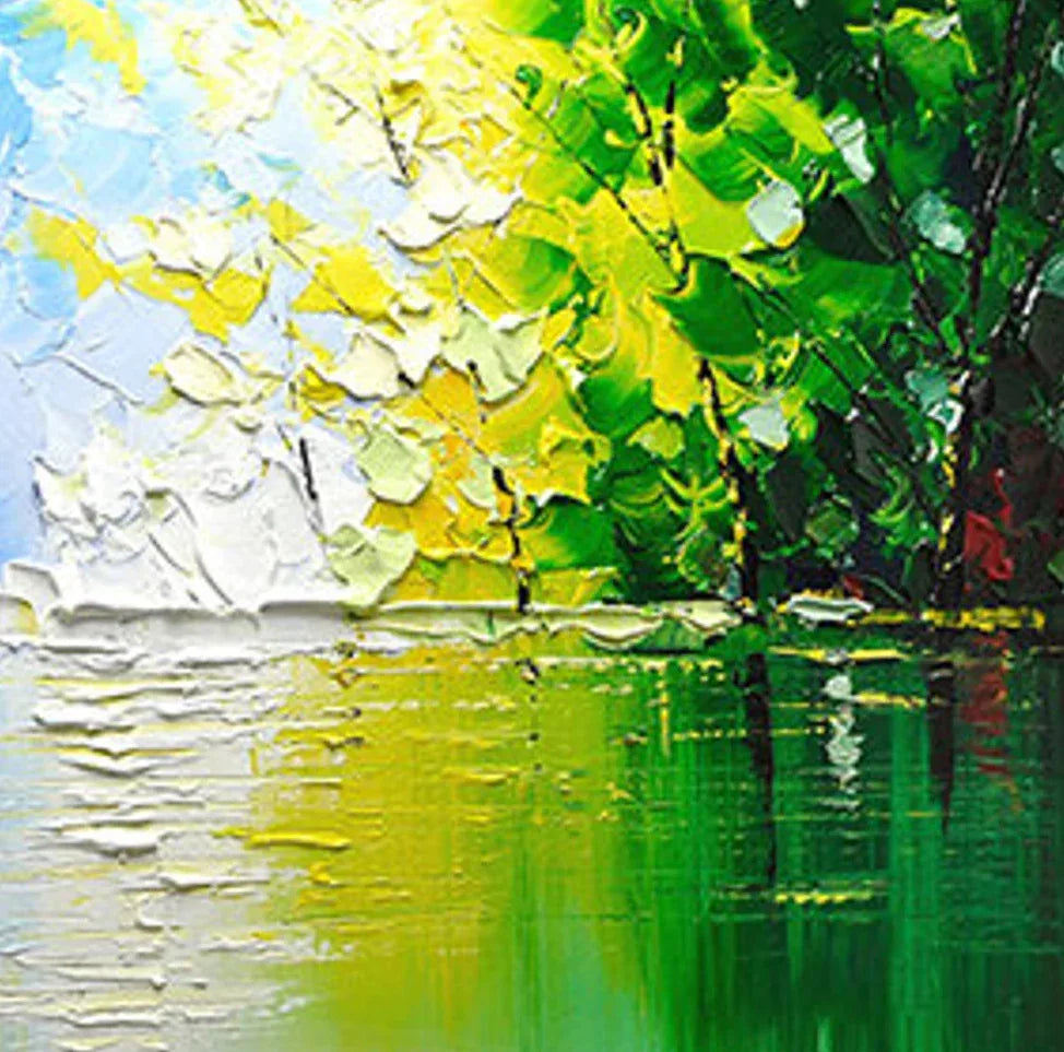 Seasons of Reflection -Horizontal Three-Dimensional Landscape Abstract Oil Painting Wall Art