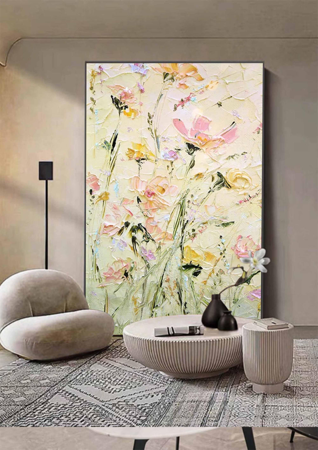 Spring Blossom - Hand Drawn Thick Painted Floral Texture Wall Art#FL10061