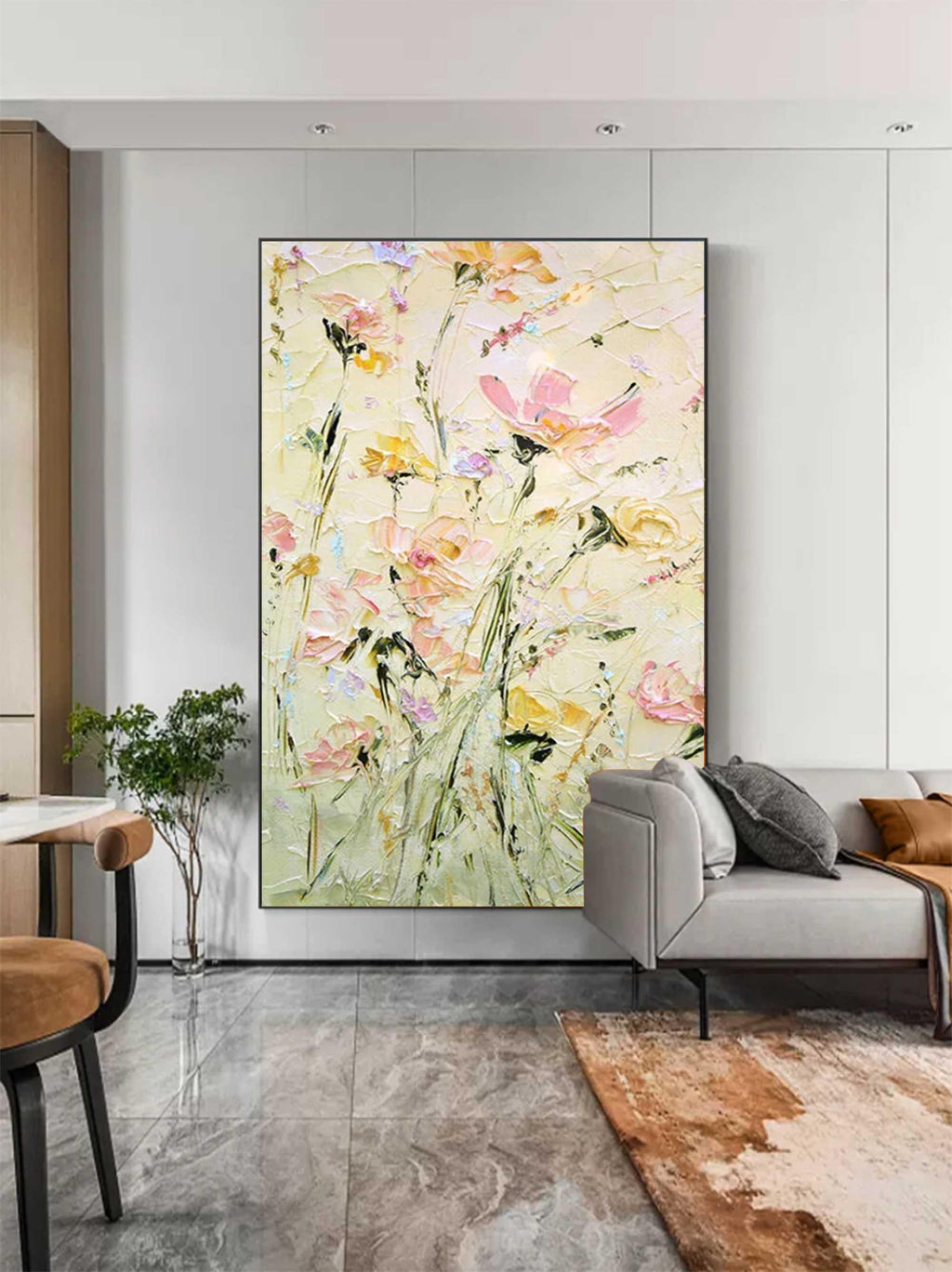 Spring Blossom - Hand Drawn Thick Painted Floral Texture Wall Art#FL10061