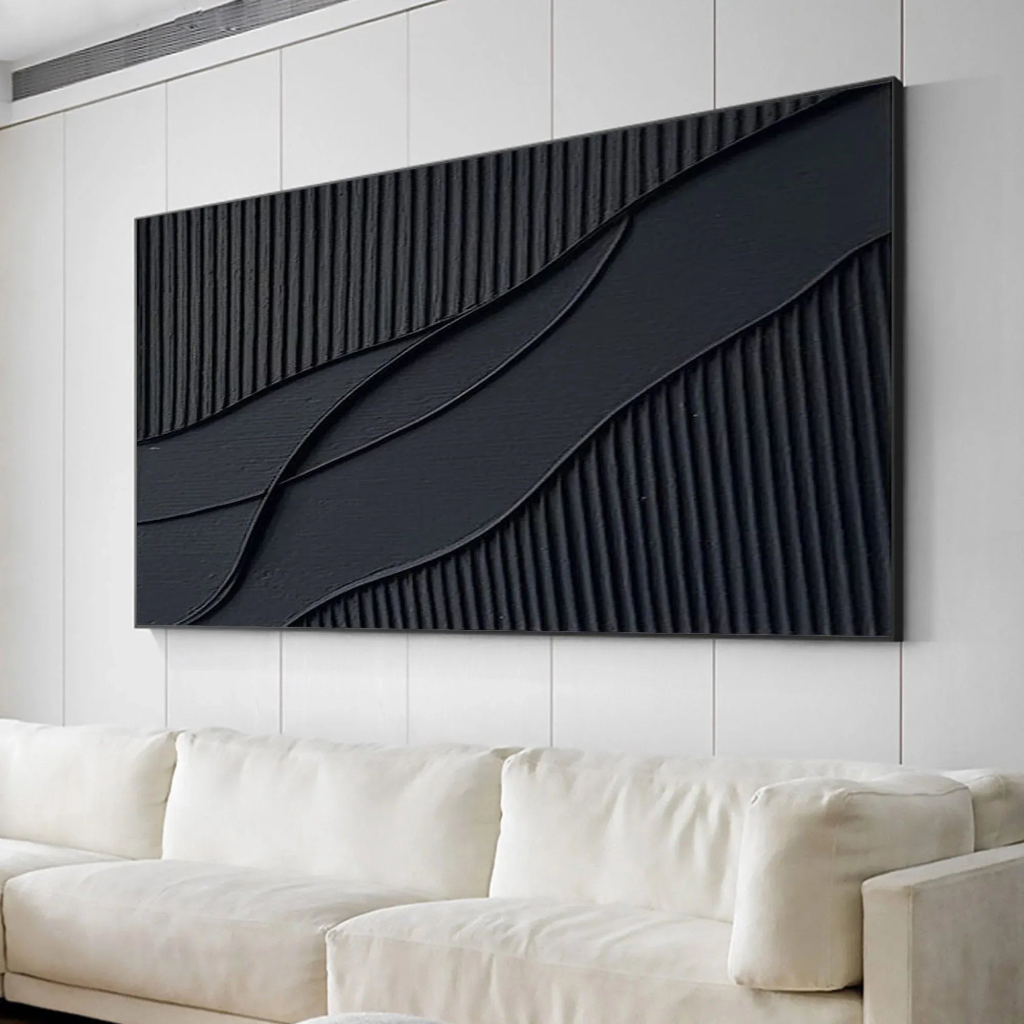 Rhythms of Shadow-Modern Minimalist Home Hand-Painted Black Texture Abstract Wall Art