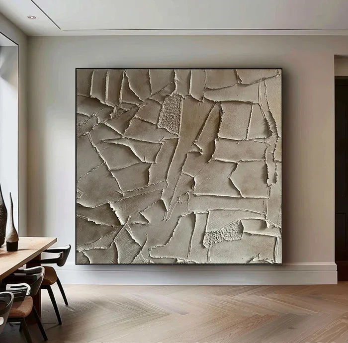 Silent Fragments - Minimalist Wabi-Sabi Textured Abstract Oil Painting#AB14006