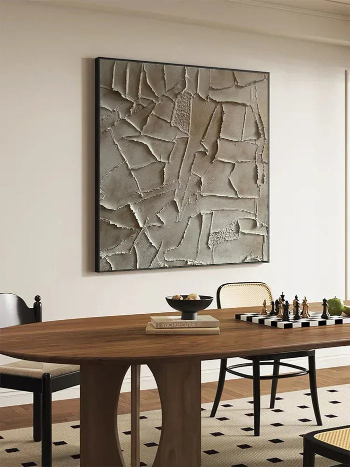 Silent Fragments - Minimalist Wabi-Sabi Textured Abstract Oil Painting#AB14006