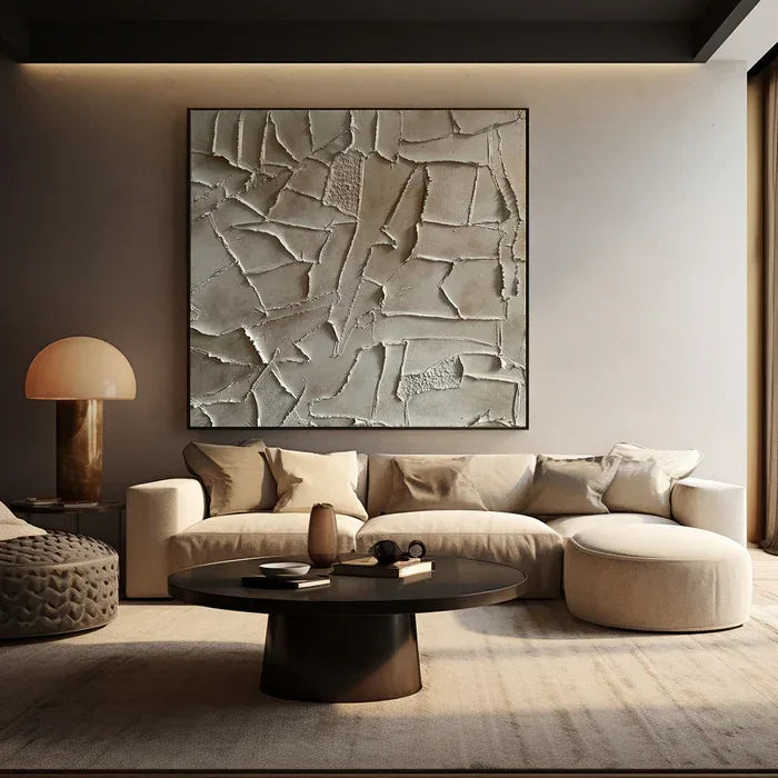 Silent Fragments - Minimalist Wabi-Sabi Textured Abstract Oil Painting#AB14006