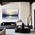 Silent Horizon - Hand-Painted Blue Abstract Landscape Oil Painting#AB14097