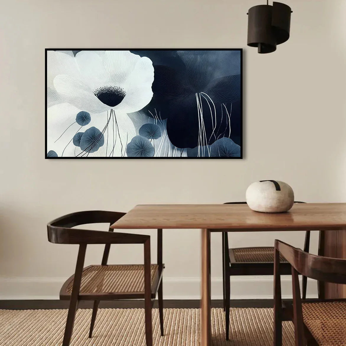 Silent Bloom-Modern Minimalist Cold Tone Elegant Flower Wall Art#FL10043