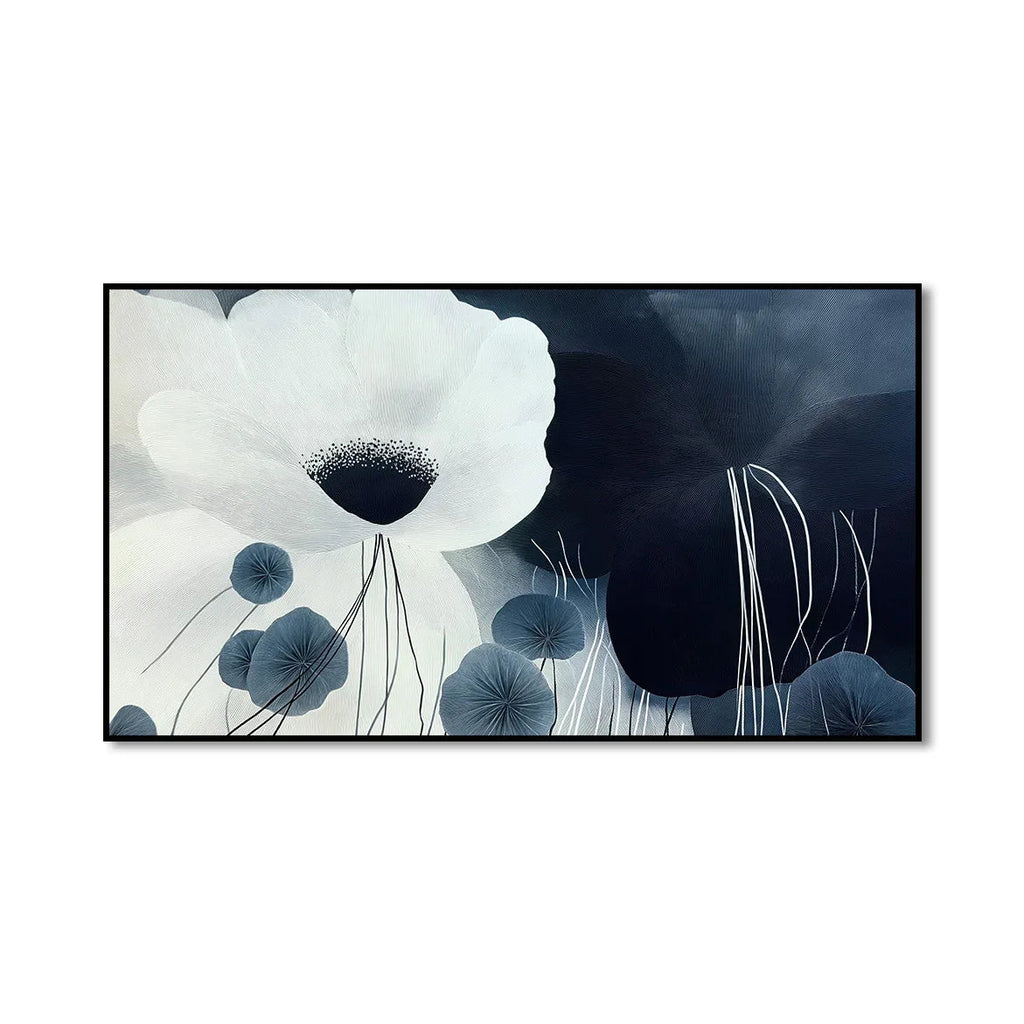 Silent Bloom-Modern Minimalist Cold Tone Elegant Flower Wall Art#FL10043