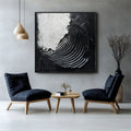 Echoes of Balance-Modern Minimalist 3D Black and White Curved Decorative Oil Painting Wall Art