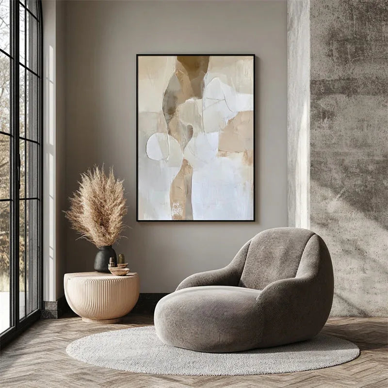 Ethereal Harmony-Modern Minimalist Style, Soft Block and Abstract Form Wall Art#WB10101