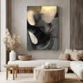 Golden Eclipse-3D Geometric Black Gold Flowing Surface Abstract Wall Art