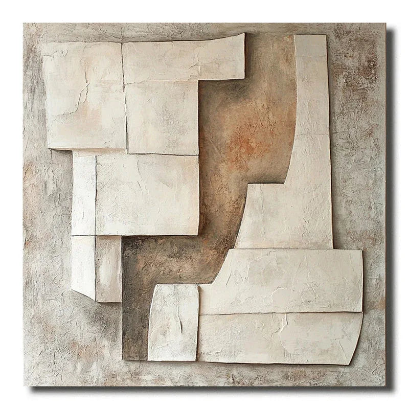 Rustic Geometric Layers-Geometric Block Texture Wall Art in Modern Interior Design