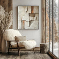 Fragmented Harmony-Abstract Texture Oil Painting Wall Art of Natural Wrinkles and Retro Geometry