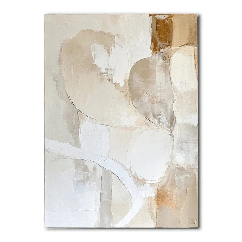 Golden Embrace-Hand Drawn Natural Style Texture Block Abstract Oil Painting Wall Art