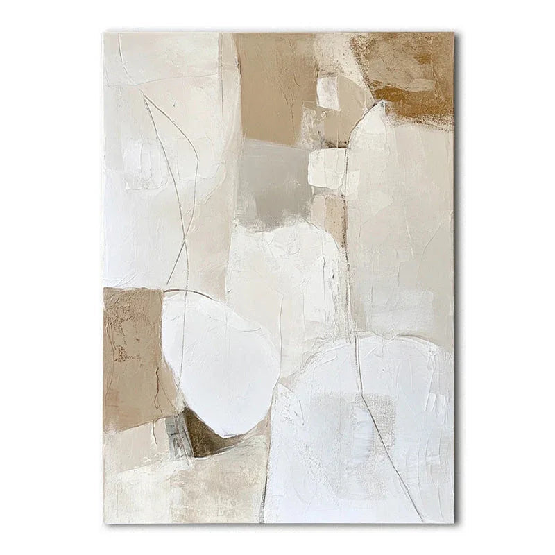 Golden Embrace-Hand Drawn Natural Style Texture Block Abstract Oil Painting Wall Art