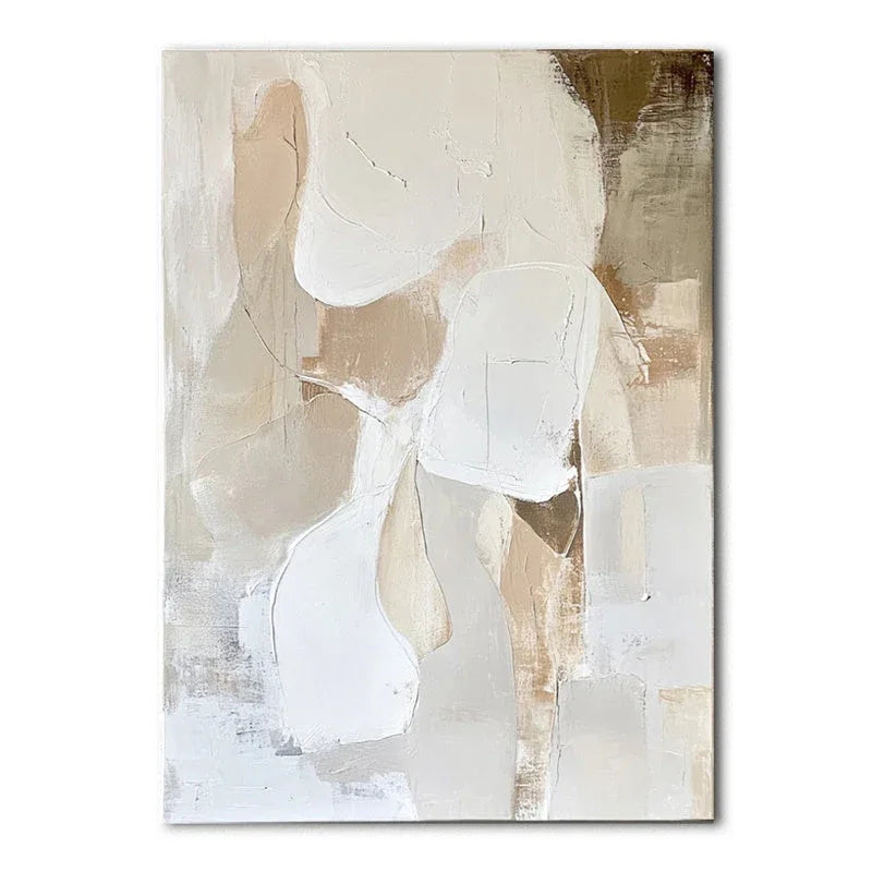 Golden Embrace-Hand Drawn Natural Style Texture Block Abstract Oil Painting Wall Art