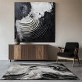 Lunar Crescendo-Hand drawn 3D abstract mural of the crescent moon