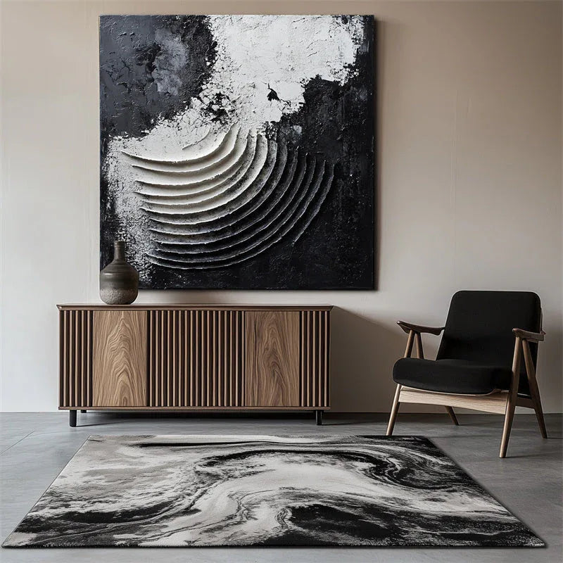 Lunar Crescendo-Hand drawn 3D abstract mural of the crescent moon