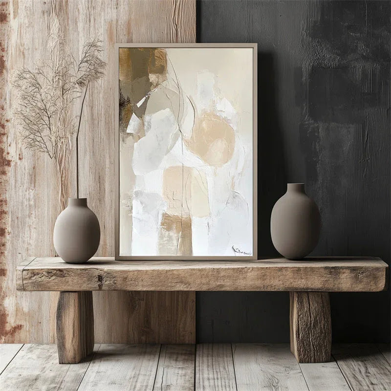 Earthly Flow-Abstract Block Wall Art With Modern Minimalist Soft Line Rhythm