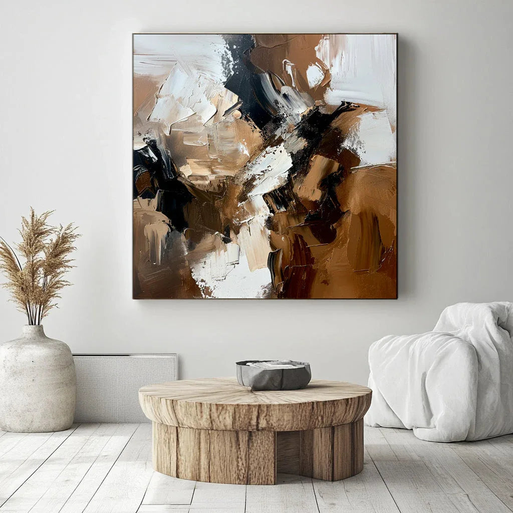 Earthbound Abstraction-Hand Drawn Thick Textured Abstract Oil Painting Wall Art